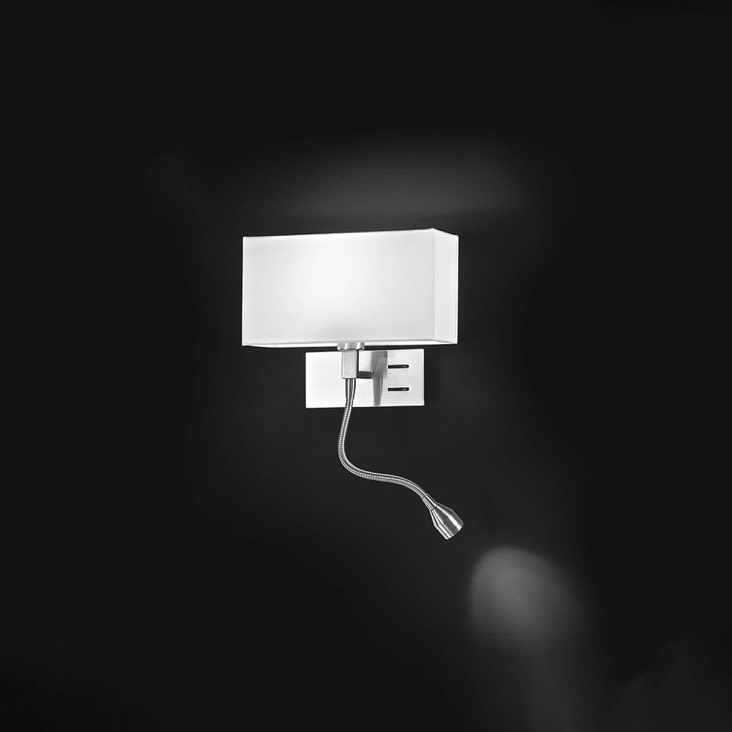 Applique Sx Contemporanea Para Hotel Metallo Cromo Tessuto 1 Luce E14 5882CRSX
