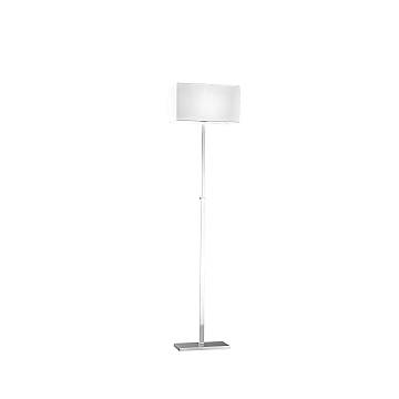 Piantana Contemporanea Para Hotel Metallo Cromo Tessuto Bianco 1 Luce E27