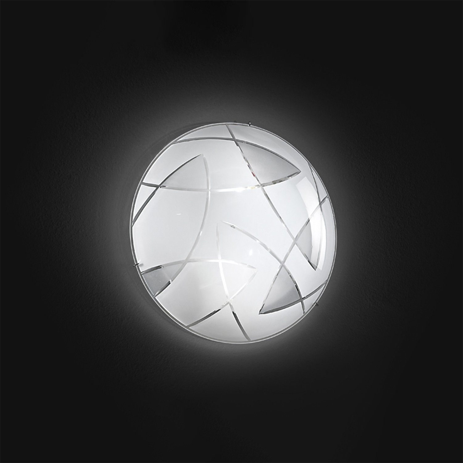 Plafoniera Contemporanea Fish Vetro Bianco 2 Luci E27 D40 5942
