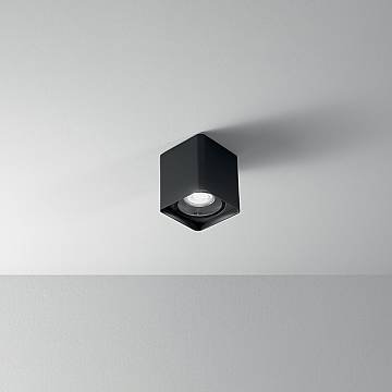 Plafoniera Moderna Brick Metallo Grafite Vetro 1 Luce Gu10