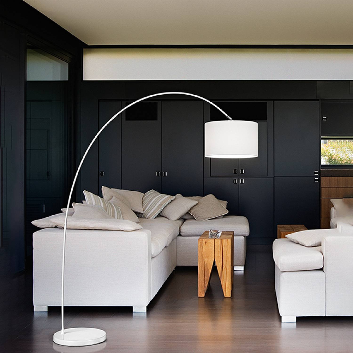 Piantana Contemporanea Callisto Metallo Bianco Tessuto 1 Luce E27 6304B