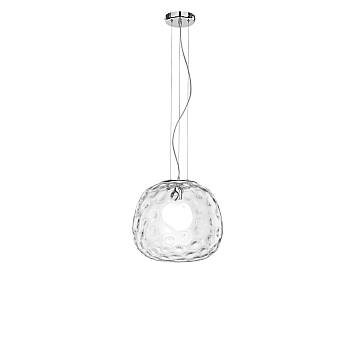 Sospensione Contemporanea Ufo Metallo Cromo Vetro Trasparente 1 Luce E27 D40 Sospensione Contemporanea Ufo Metallo Cromo Vetro Trasparente 1 Luce E27 D40