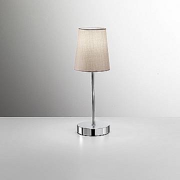 Abatjour Contemporaneo Adam Metallo Cromo Tessuto Tortora 1 Luce E14