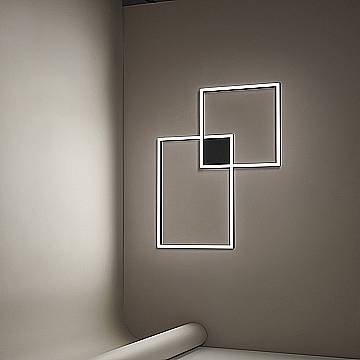 Plafoniera Moderna Cross Alluminio Nero Opaco Led 64W Dimmerabile Ip20