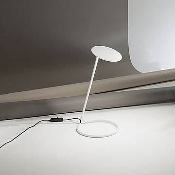 Lampada Da Scrivania Industrial-Minimal Miniarc Metallo Bianco Led 5W 3000K