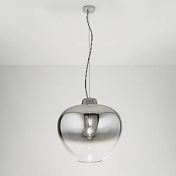 Sospensione Contemporanea Big Bowl Metallo Cromo Vetro Fumè 1 Luce E27 Sospensione Contemporanea Big Bowl Metallo Cromo Vetro Fumè 1 Luce E27