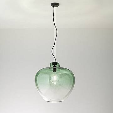 Sospensione Contemporanea Big Bowl Metallo Nero Vetro Verde 1 Luce E27 Sospensione Contemporanea Big Bowl Metallo Nero Vetro Verde 1 Luce E27