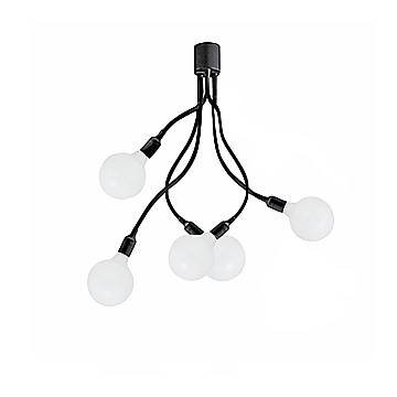 Plafoniera Industrial-Minimal-Nordico Bulbo Metallo Nero Acrilico 5 Luci E27
