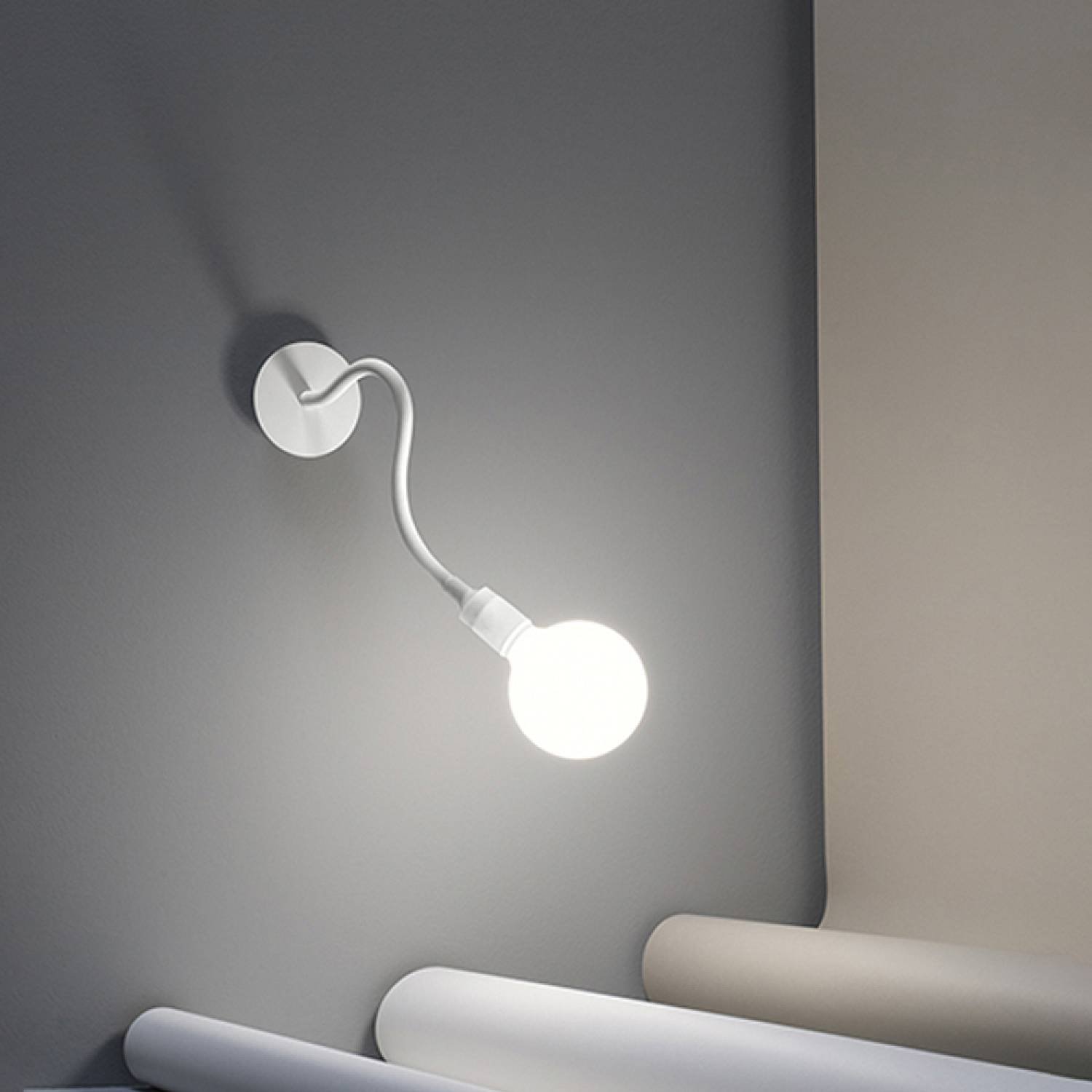 Applique Industrial-Minimal-Nordico Bulbo Metallo Bianco 1 Luce E27 6682B