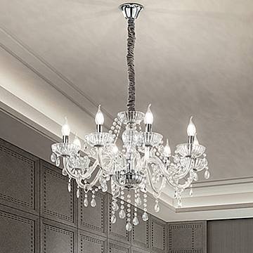 Lampadario Classico Venezia Vetro Trasparente 8 Luci E14