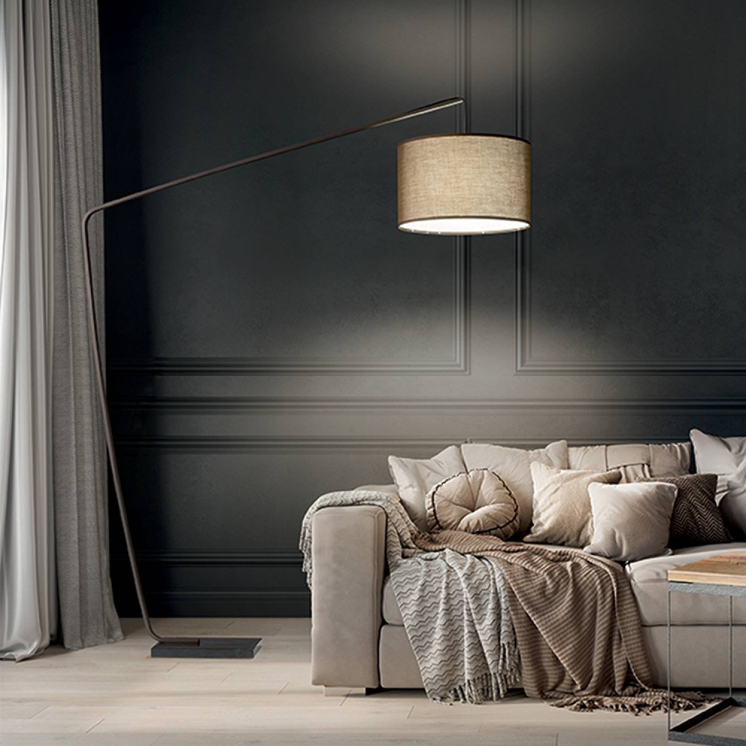 Piantana Contemporanea Zoe Metallo Marrone Marmo 1 Luce E27 6876MM