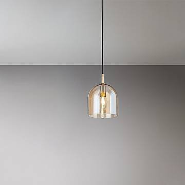 Sospensione Contemporanea Coro Metallo Oro Spazzolato Vetro Ambra 1 Luce E14 Sospensione Contemporanea Coro Metallo Oro Spazzolato Vetro Ambra 1 Luce E14
