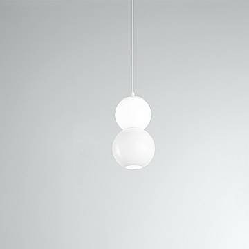 Lampadario Contemporaneo Binario Metallo Bianco Vetro Led 10+10W 3000K