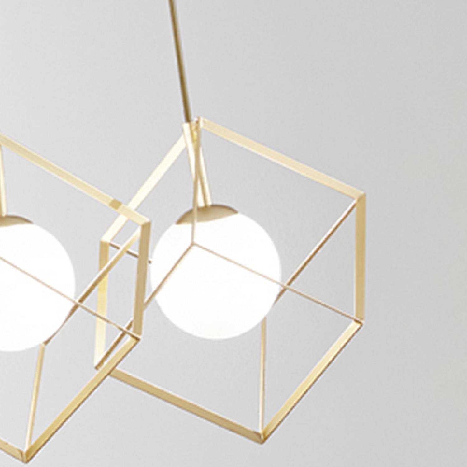 Lampadario Contemporaneo Cube Metallo Oro Vetro 3 Luci G9 8146OR