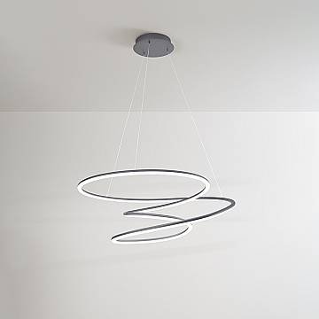 Sospensione Moderna Spira Metallo Grigio Led 96W Dimmerabile Ip20 Sospensione Moderna Spira Metallo Grigio Led 96W Dimmerabile Ip20