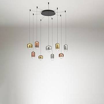 Lampadario Contemporaneo Hunter Alluminio Nero Vetro 9 Luci Led 5W 3000K