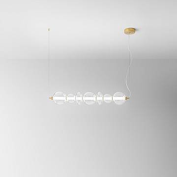 Sospensione Contemporanea Bubbles Alluminio Oro Vetro Trasparente Led 50W 3000K Sospensione Contemporanea Bubbles Alluminio Oro Vetro Trasparente Led 50W 3000K