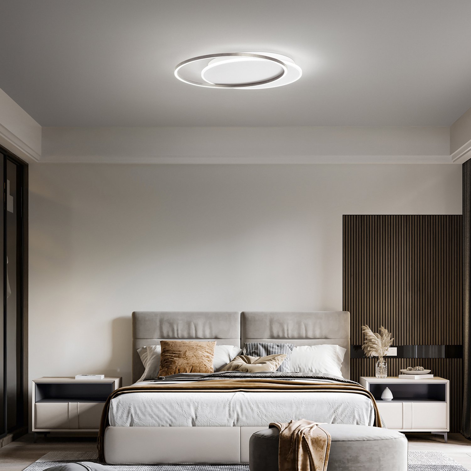 Plafoniera Moderna Orbita Metallo Bianco Grigio Led 60W 3000K Dimmerabile Ip20 8195GRLC
