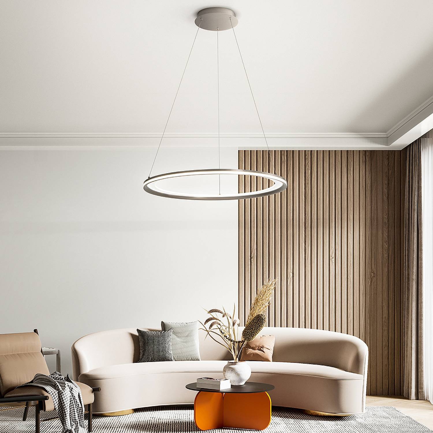 Sospensione Moderna Edge Alluminio Grigio Acrilico Led 86W 3000K 8202GRLC