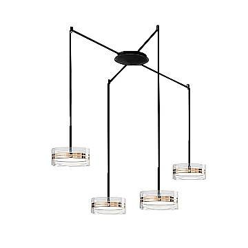 Lampadario Contemporaneo Aere Metallo Oro Rosa Vetro Nero 4 Luci Led 14W 3000K