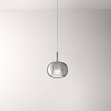 Vetro Borosilicato Contemporaneo Rain Fumè Specchiato D22,5 Senza Rosone