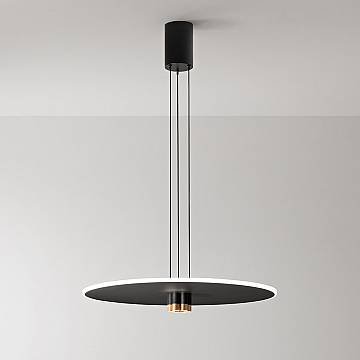 Sospensione Minimal Stream Metallo Nero E Oro Acrilico Led 50W 3000K