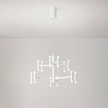 Lampadario Contemporaneo Candles Metallo Bianco Opaco Acrilico Led 68W 3000K Lampadario Contemporaneo Candles Metallo Bianco Opaco Acrilico Led 68W 3000K