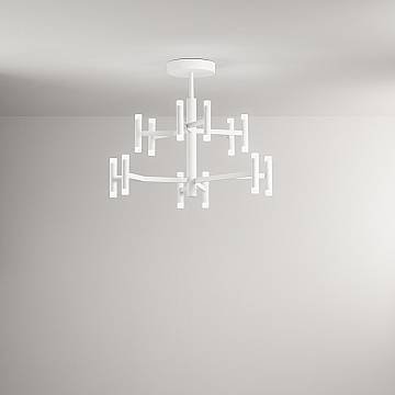 Plafoniera Contemporanea Candles Metallo Bianco Opaco Acrilico Led 68W 3000K Plafoniera Contemporanea Candles Metallo Bianco Opaco Acrilico Led 68W 3000K