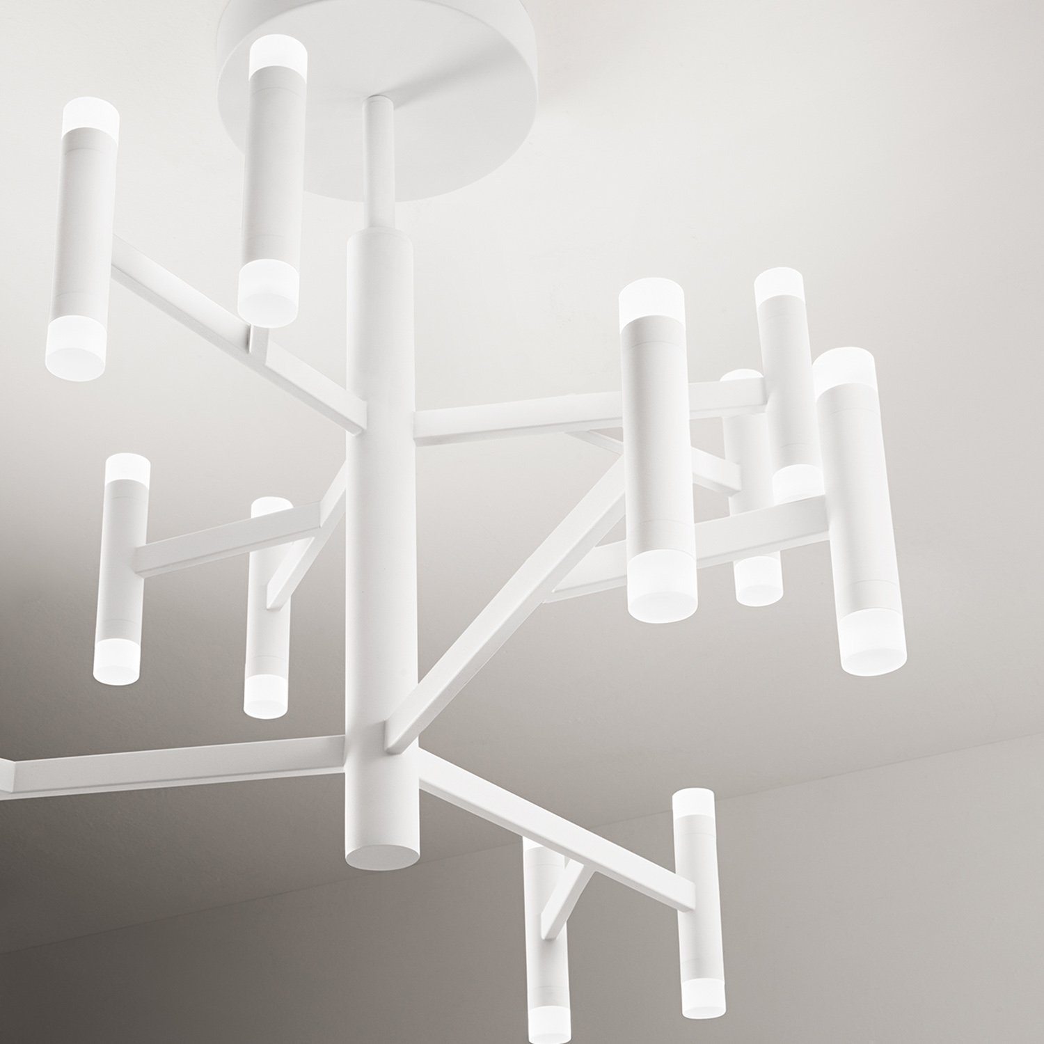 Plafoniera Contemporanea Candles Metallo Bianco Opaco Acrilico Led 68W 3000K 8270BLC