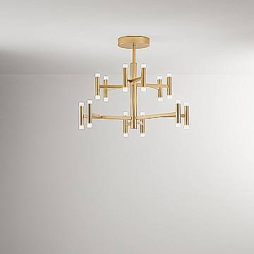 Plafoniera Contemporanea Candles Metallo Oro Spazzolato Acrilico Led 68W 3000K Plafoniera Contemporanea Candles Metallo Oro Spazzolato Acrilico Led 68W 3000K