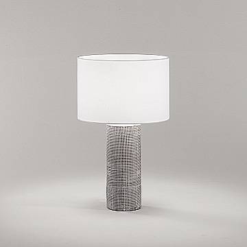 Lampada Tavolo Contemporanea Tribale Ceramica Cemento Tessuto Bianco 1 Luce E27