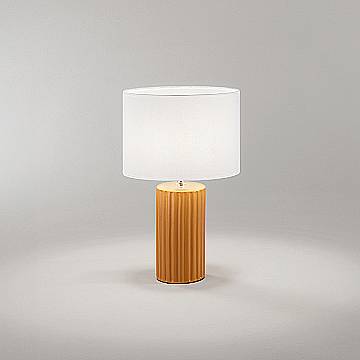 Lampada Tavolo Contemporanea Tribale Ceramica Arancio Tessuto Bianco 1 Luce E27
