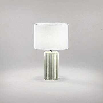Lampada Tavolo Contemporanea Tribale Ceramica Beige Bianco Tessuto 1 Luce E27