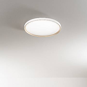 Plafoniera Moderna Halo Metallo Bianco Oro Led 40W Dimmerabile Ip20 Plafoniera Moderna Halo Metallo Bianco Oro Led 40W Dimmerabile Ip20