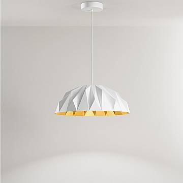 Sospensione Moderna Prisma Acrilico Bianco Oro Led 20W 3000K Ip20 Sospensione Moderna Prisma Acrilico Bianco Oro Led 20W 3000K Ip20