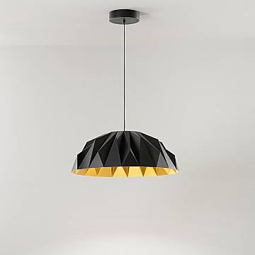 Sospensione Moderna Prisma Acrilico Nero Oro Led 20W 3000K Ip20