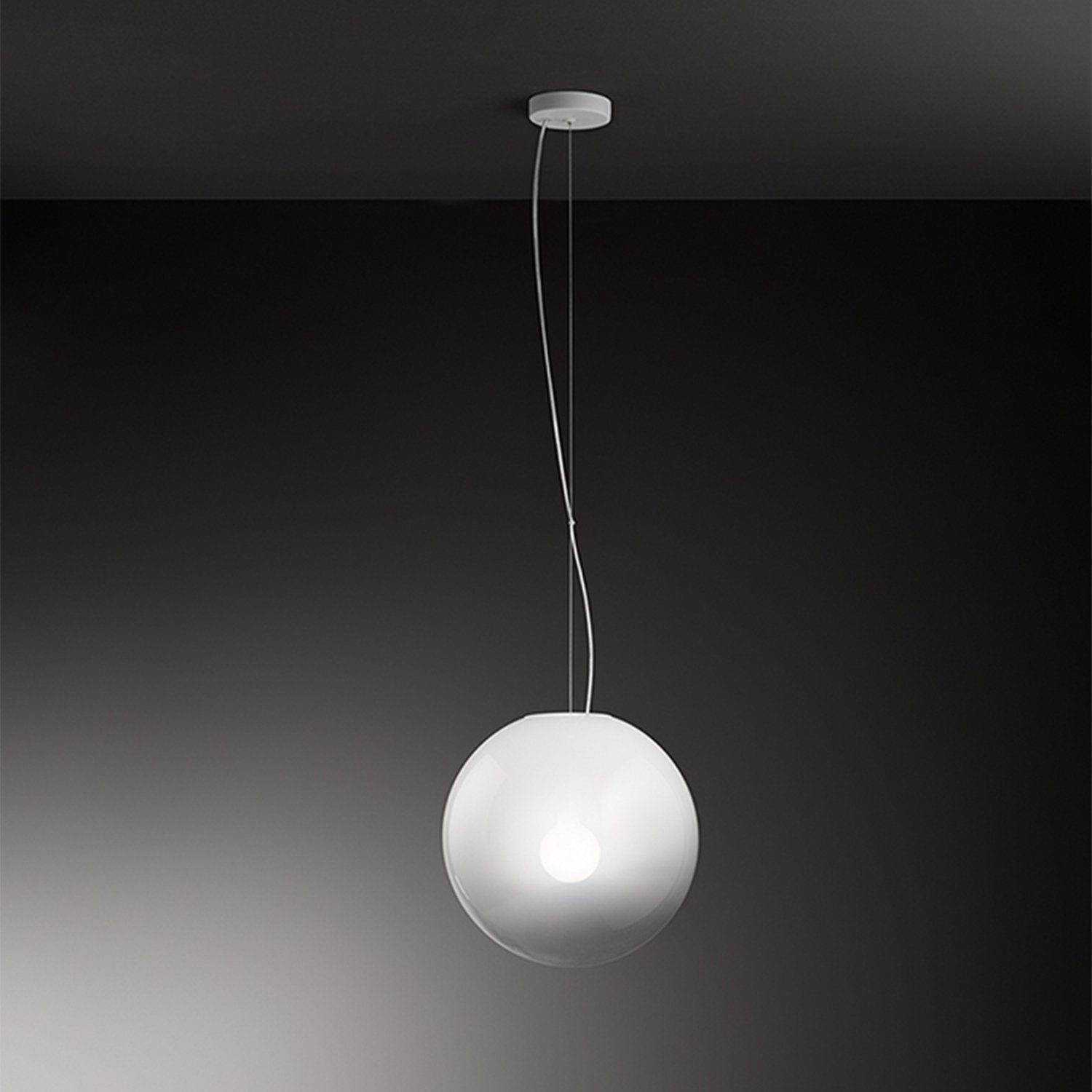 Sospensione Moderna Moon Metallo Vetro Bianco 1 Luce E27 Ip20 D30 8496B