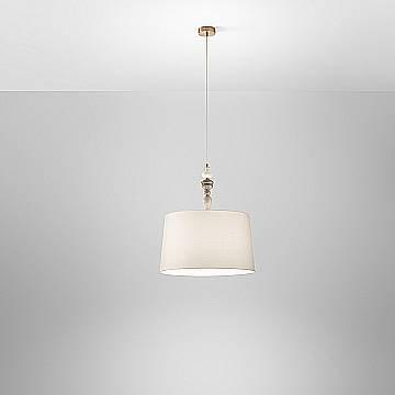 Sospensione Contemporanea Abaco Metallo Ottone Spazzolato Tessuto 1 Luce E27