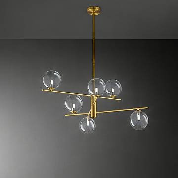 Plafoniera Contemporanea Pyrex Metallo Ottone 6 Luci G9 Ip20