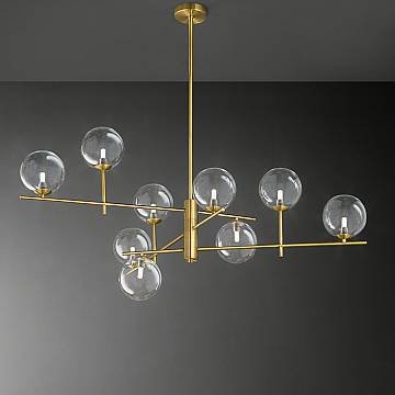 Plafoniera Contemporanea Pyrex Metallo Ottone 9 Luci G9 Ip20