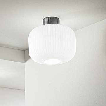 Plafoniera Contemporanea Lucerna Metallo Ceramica Bianco 1 Luce E27 Ip20