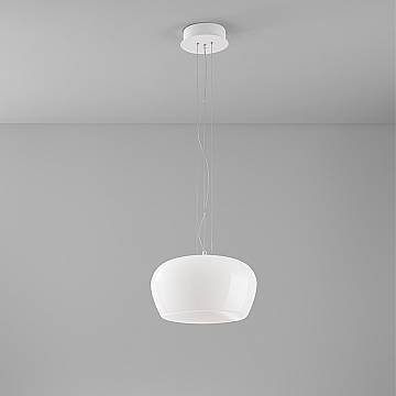 Lampadario Moderno Kave Metallo Vetro Bianco Led 20W 3000K Dimmerabile Ip20