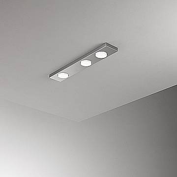 Plafoniera Moderna Bottone Metallo Alluminio Opaco 3 Luci Gx53 Ip20