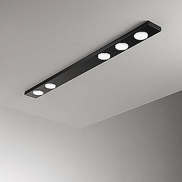 Plafoniera Moderna Bottone Metallo Nero Opaco 5 Luci Gx53 Ip20