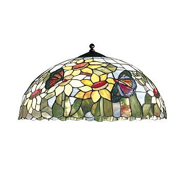 Paralume Tiffany In Vetro Decorato Multicolor D. 55Cm Per Sospensione