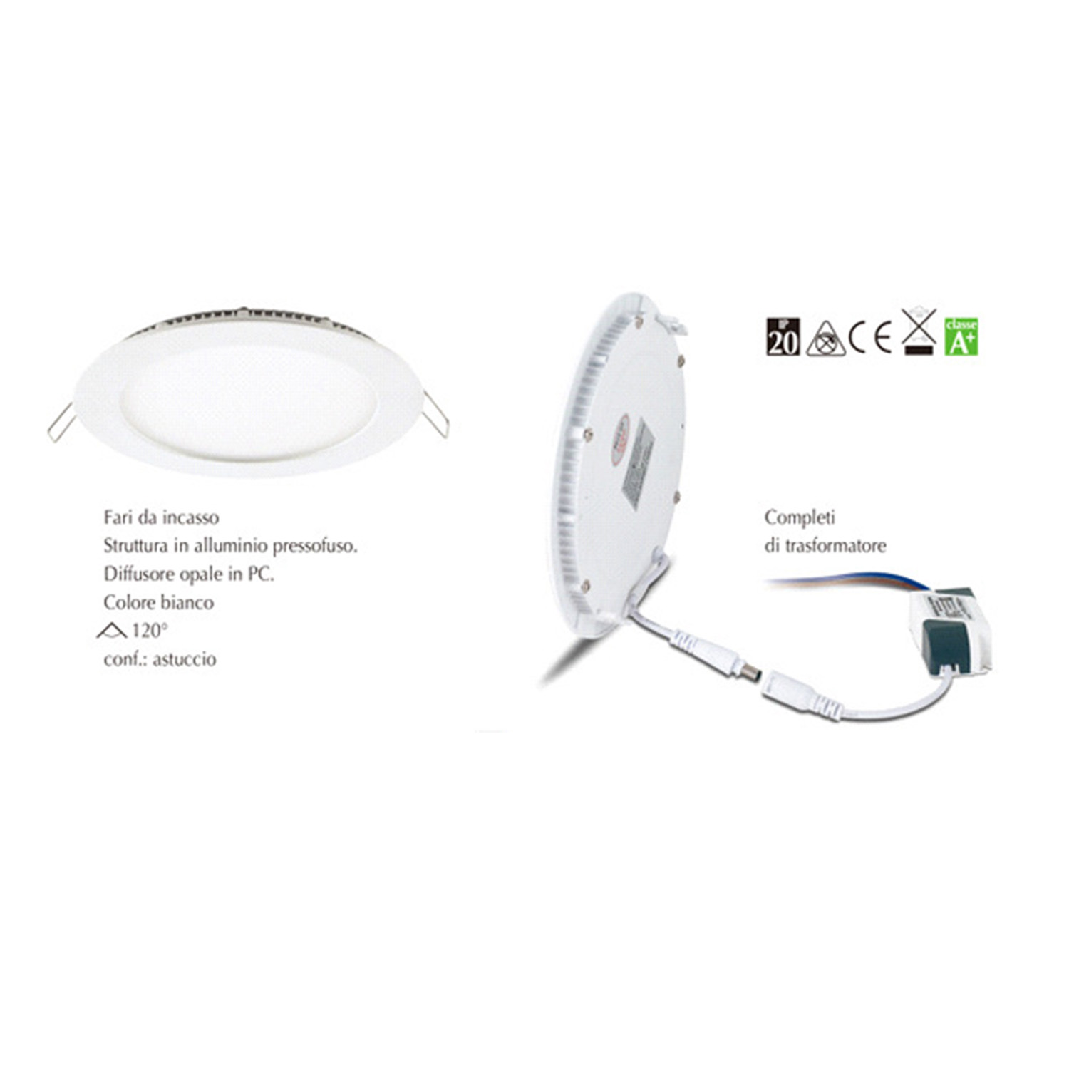 Faretti Incasso Logan Alluminio Bianco Led Integrato 12W 3000K Ip20 RL126FIBI123K
