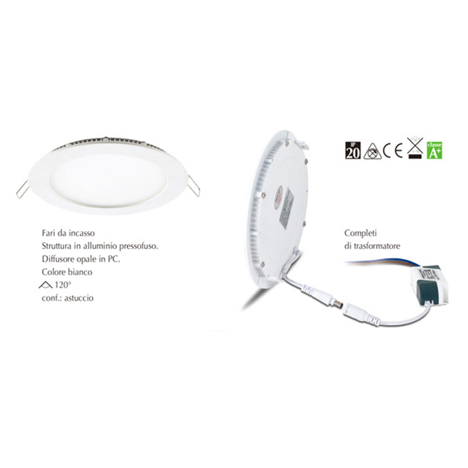 Faretti Incasso Logan Alluminio Bianco Led Integrato 24W 3000K Ip20 RL126FIBI243K