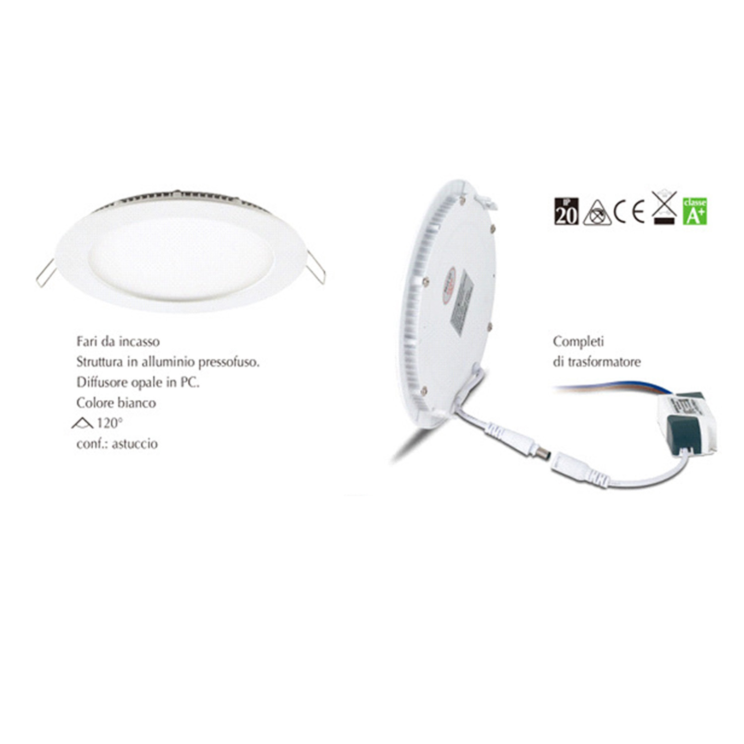 Faretti Incasso Logan Alluminio Bianco Led Integrato 6W 3000K Ip20 RL126FIBI63K