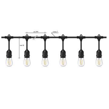 Stringa Industrial Violet Pc Nero 10 Luci E27 Ip44
