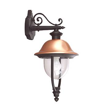 Applique Esterno Tatum Alluminio Nero Rame Giu' 1 Luce E27 Ip44